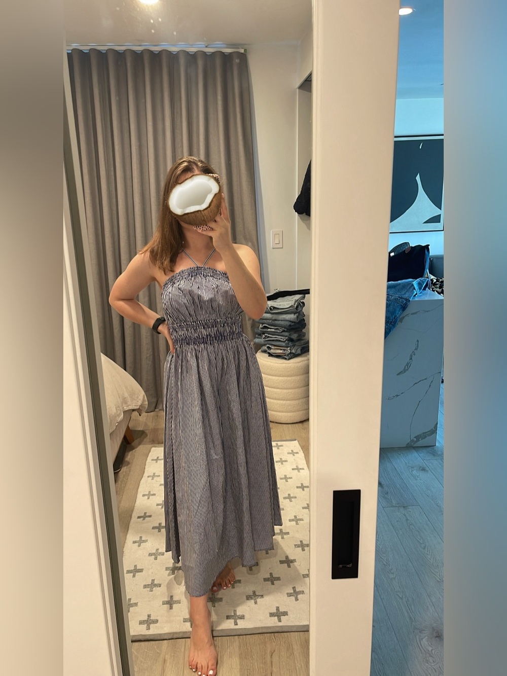 Rachel Parcell Blue + White Striped Maxi Dress